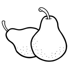 Pear cartoon illustration isolated on white background for children color book