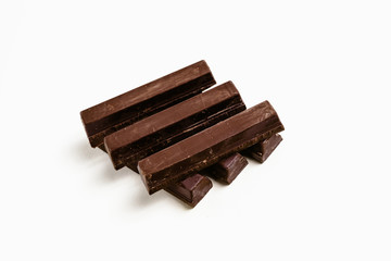 Stack of pure black chocolate bars