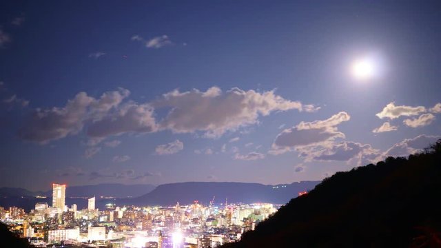 A Timelapse of the SUPER MOON over Takamatsu city, Kagawa Japan.
