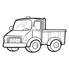 Cute truck cartoon illustration isolated on white background for children color book