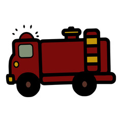 Fire Truck cartoon illustration isolated on white background for children color book