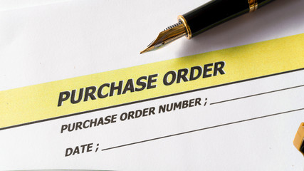 Financial purchase order contract sign concept