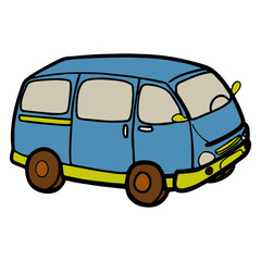 Cute van cartoon illustration isolated on white background for children color book