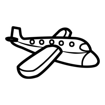 Cute airplane cartoon illustration isolated on white background for children color book