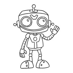 Robot toy cartoon illustration isolated on white background for children color book