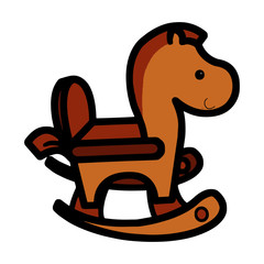 Rocking Horse cartoon illustration isolated on white background for children color book