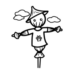 Scarecrow cartoon illustration isolated on white background for children color book