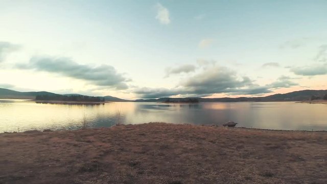 Time lapse of clouds over lake Jindabyne in New South Whales, Australia