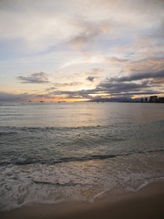 sunset clouds in waikiki beach hawaii