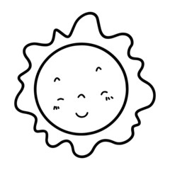 Sun cartoon illustration isolated on white background for children color book