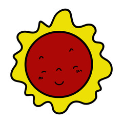 Sun cartoon illustration isolated on white background for children color book