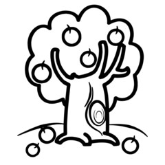 Cute cartoon apple on white background for children’s prints, t-shirt and funny and friendly character for kids