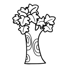 Cute tree cartoon illustration isolated on white background for children color book