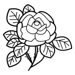 Rose cartoon illustration isolated on white background for children color book