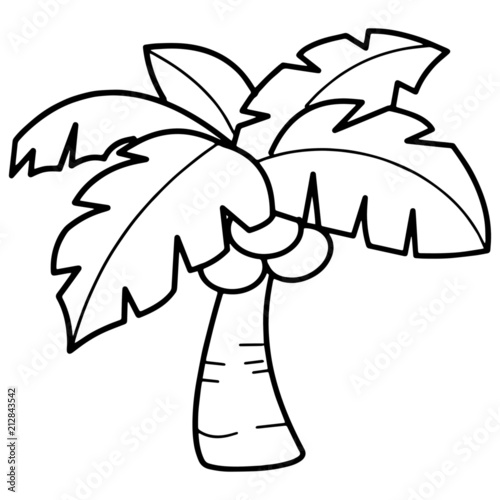 "Coconut tree cartoon illustration isolated on white background for
