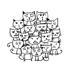 Obraz na płótnie Canvas Cats family, sketch for your design