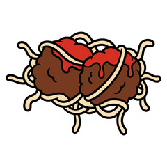 Cartoon Spaghetti and Meatballs