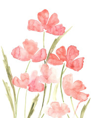 цветы акварелью розовая фантазия - 212845313