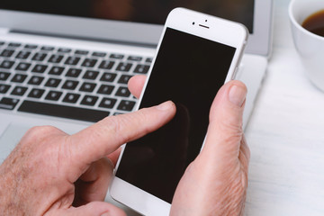 Business old man using smart phone