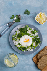White rice with green vegetables