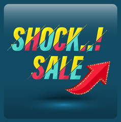 Shock sale with red arrow.