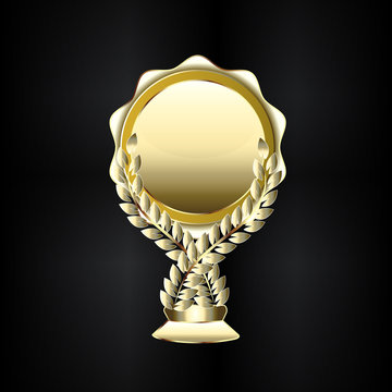 Golden trophy laurel wreath icon logo