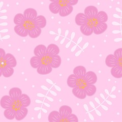 floral seamless pattern, flat design for use as background, wrapping paper or  wallpaper
