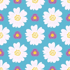 Fototapeta na wymiar floral seamless pattern, flat design for use as background, wrapping paper or wallpaper