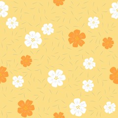 floral seamless pattern, flat design for use as background, wrapping paper or  wallpaper