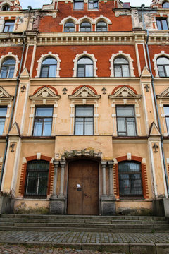 Facade of the old townhall in Vyborg, Russia