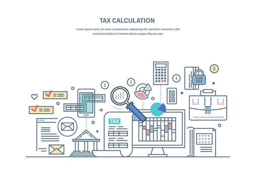Financial tax calculations, accounting research, counting profit, income, business audit.