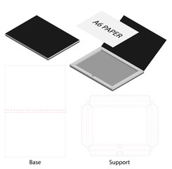 card or voucher box 3d mockup with dieline
