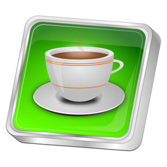 Button with a Cup of Coffee - 3D illustration