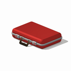 Red Suitcase on Isolated White Background - 3D Illustration