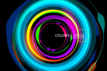 Colorful circle vector abstract wallpaper on a black backgounds