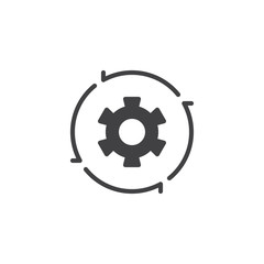 Obraz premium Setting preference vector icon. filled flat sign for mobile concept and web design. Gear and arrows simple solid icon. Symbol, logo illustration. Pixel perfect vector graphics