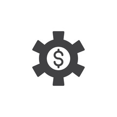 Gear and dollar vector icon. filled flat sign for mobile concept and web design. Financial Tools simple solid icon. Symbol, logo illustration. Pixel perfect vector graphics