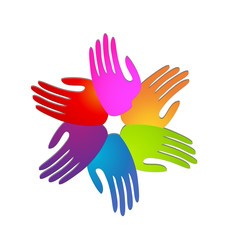 Hands of people coming together for change icon