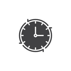 Clock with Arrow vector icon. filled flat sign for mobile concept and web design. Deadline time simple solid icon. Symbol, logo illustration. Pixel perfect vector graphics