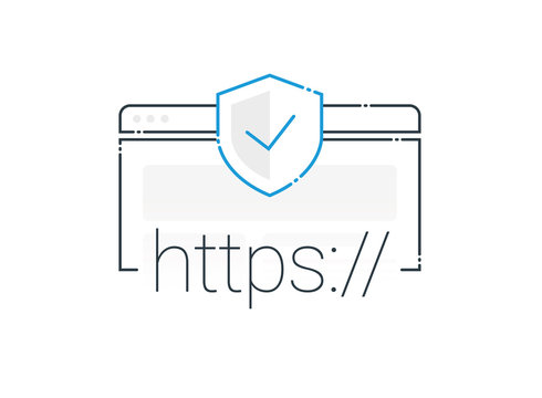 Safe and Secure Web sites on the Internet. HTTPS Protocol. SSL certificate for the site. Advantage TLS. Vector illustration.
