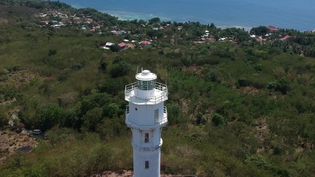 Tilting down to a lighthouse