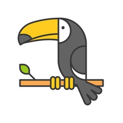 toucan, animal in zoo icon set, filled outline design