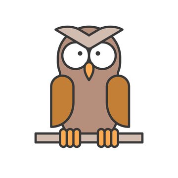 Owl,  filled outline design