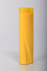 Plastic Blank White Bottle on grey background