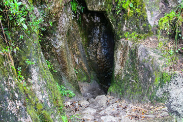 Ancient Inca Trail paved path to the lost city of Machu Picchu. Peru. South America. No people