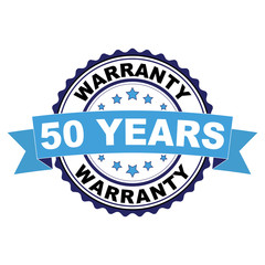 Fototapeta premium Blue black rubber stamp with 50 years warranty concept