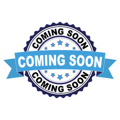 Blue black rubber stamp with Coming soon concept