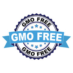 Blue black rubber stamp with GMO Free concept