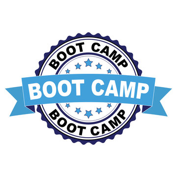Blue black rubber stamp with Boot camp concept