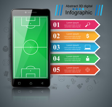 Soccer, football, smartphone - business infographic Vectpr eps 10